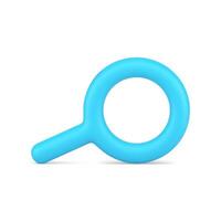 Horizontal magnifying glass blue glossy zoom for detailed exploration 3d icon realistic vector