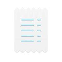 White paper check blank ragged financial banking order payment document 3d icon template vector