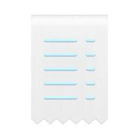 White glossy blank paper financial receipt ragged banking document realistic 3d icon vector