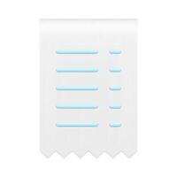 White glossy blank paper financial receipt ragged banking document realistic 3d icon vector
