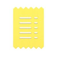 Yellow glossy minimalist ragged payment check financial banking transaction realistic 3d icon vector