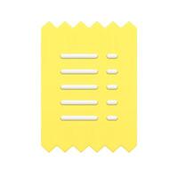 Yellow glossy minimalist ragged payment check financial banking transaction realistic 3d icon vector