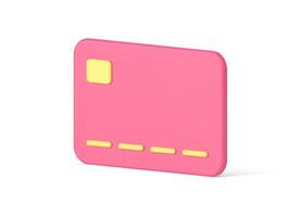 Pink glossy diagonal placed plastic banking credit card realistic 3d icon illustration vector