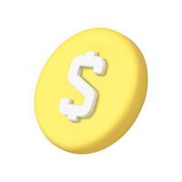 realista diagonal metido americano dólar circulo Insignia amarillo lustroso 3d icono modelo vector