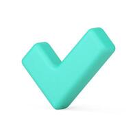 Green glossy diagonal positive checkmark done confirmed success vote choice isometric 3d icon vector