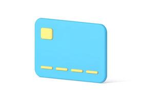 Realistic 3d icon template plastic blue credit card banking bill financial identification vector