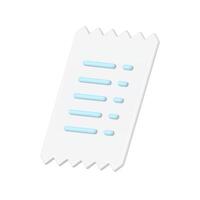 Ragged paper check black banking data information realistic 3d icon diagonal placed vector