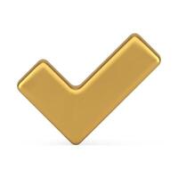 Premium metallic golden checkmark acceptance done complete symbol realistic 3d icon vector