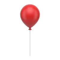 Red glossy romantic helium balloon on plastic stick holiday surprise realistic 3d icon vector