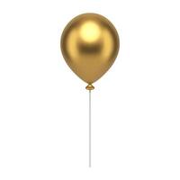 dorado volador helio globo en palo prima fiesta aire diseño festivo sorpresa 3d icono vector