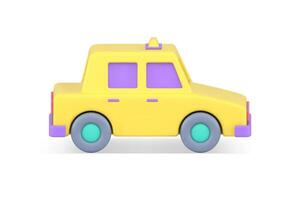 Yellow taxi automobile sedan passengers transportation city vehicle realistic 3d icon vector