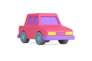 Pink retro sedan automobile traffic driving city speed transportation urban car 3d icon vector