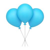 Glossy blue rubber helium balloon on sticks heap of air design decoration realistic 3d icon vector