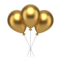 Golden inflatable rubber balloons on sticks heap of premium air design surprise gift 3d icon vector