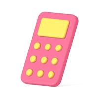 Decorative pink glossy calculator diagonal placed electronic badge realistic 3d icon vector