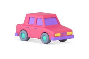 Glossy pink retro automobile with windows and headlights realistic 3d icon illustration vector