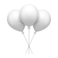 White elegant rubber balloons on sticks heap inflatable air design elements realistic 3d icon vector