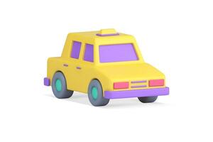 Taxi urban service yellow car with signboard front side view realistic 3d icon illustration vector