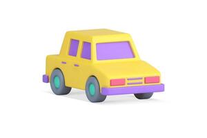 Yellow glossy automobile urban vehicle for passenger driving transportation realistic 3d icon vector