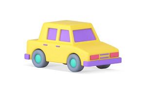 lustroso amarillo coche con púrpura ventanas motor automóvil transporte realista 3d icono vector