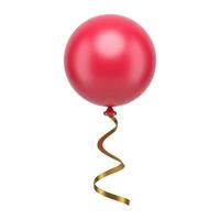 rojo esfera redondo volador globo con dorado cinta realista 3d icono ilustración vector