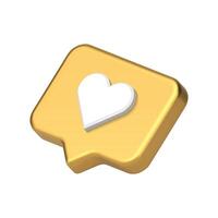 Like cyberspace alert golden new evaluation social media communication realistic 3d icon vector