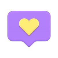 Online dating virtual like social networks communication quick tips alert realistic 3d icon vector