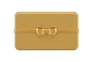 Premium golden metallic slim gift card ribbon bow horizontal rectangle pack realistic icon vector