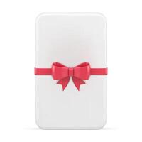 Romantic white gift card vertical rectangle slim wrapped container holiday surprise 3d icon vector