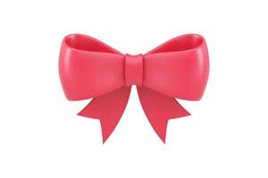 Bright pink festive bow ribbon present design elegant holiday element realistic 3d icon vector