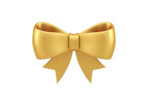 Premium glossy golden bow ribbon festive elegant decor realistic 3d icon illustration vector