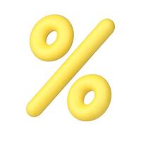 Yellow glossy percentage shopping retail sale discount symbol realistic 3d icon illustration vector