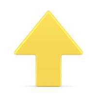 Yellow glossy vertical up arrow rise business growth graphic analyzing realistic 3d icon vector