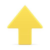 Yellow glossy vertical up arrow rise business growth graphic analyzing realistic 3d icon vector
