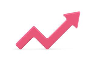 rosado lustroso dinámica flecha positivo financiero tendencia hacia arriba puntero realista 3d icono vector
