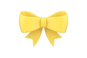 Yellow glossy bow festive satin ribbon fashion decorative element realistic 3d icon vector