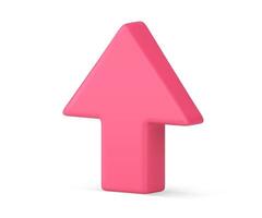 Pink up arrow isometric direction pointer business positive trend presentation 3d icon vector