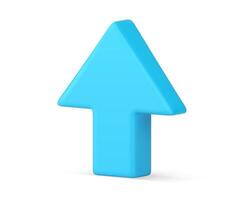 Blue upward arrow diagonally placed growth point direction business analyzing 3d icon vector