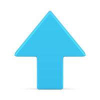 Bright blue up direction arrow success business presentation element realistic 3d icon vector