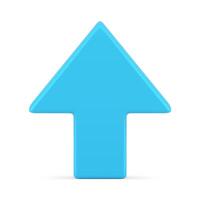 Bright blue up direction arrow success business presentation element realistic 3d icon vector