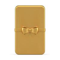 dorado metálico regalo tarjeta vertical Delgado rectángulo prima fiesta sorpresa realista 3d icono vector
