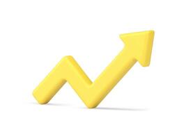 creciente arriba amarillo flecha exitoso estrategia positivo tendencia señalando ángulo dinámica 3d icono vector