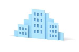 Modern house hospital school city building with windows realistic diagonally placed 3d icon vector