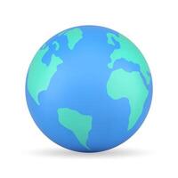 Nature blue Earth planet globe geography sphere shape realistic 3d icon illustration vector