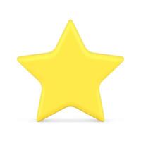 Yellow five pointed glossy star front view realistic 3d icon illustration. Best award button vector