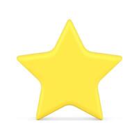 Yellow five pointed glossy star front view realistic 3d icon illustration. Best award button vector