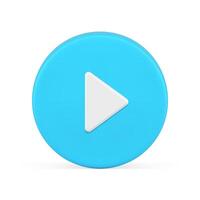 Glossy round play button multimedia control menu interface realistic 3d icon illustration vector