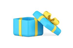 Blue festive gift box desired surprise holiday congrats realistic 3d icon illustration vector