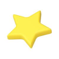 Yellow star flying five pointed glossy symbol best achievement element realistic 3d icon vector