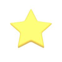Bright yellow five pointed star glossy rating best award badge front view realistic 3d icon vector
